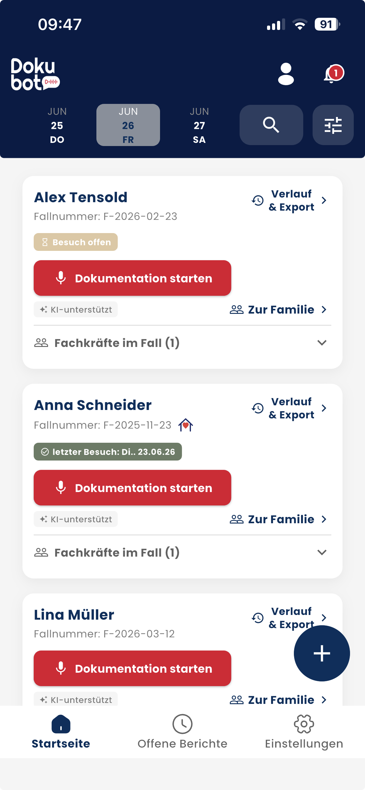 DokuBot Startbildschirm – Übersicht