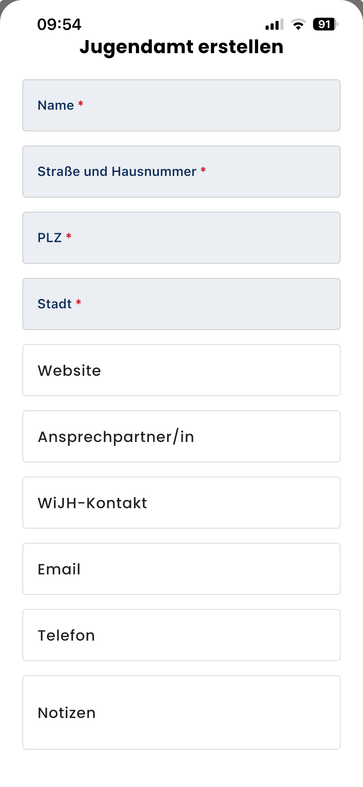 Jugendamt anlegen in DokuBot