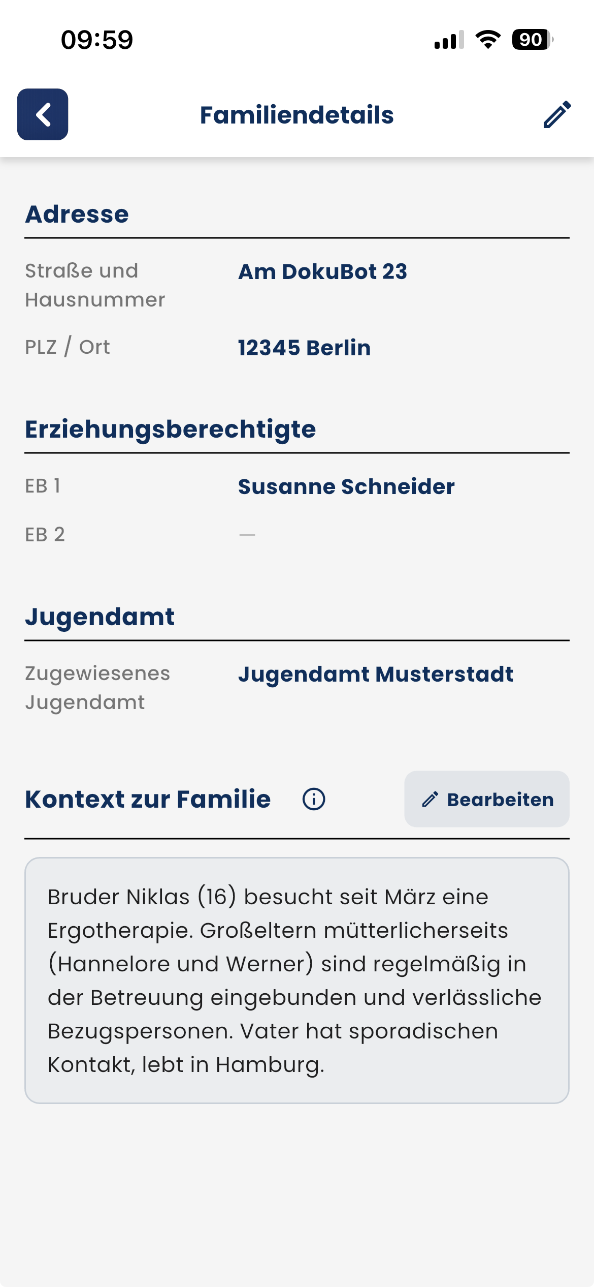 Kontext zur Familie eingeben